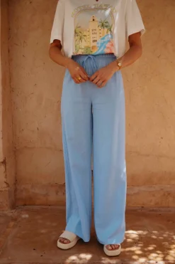 TANGIER BLUE LINEN PANTS
