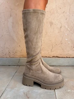 TAUPE VELOUR BOOTS 9671