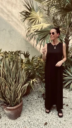 TULUM BLACK LINEN DRESS