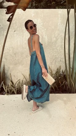 TULUMITA BLUE DENIM DRESS