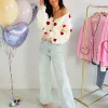 VALENTINE'S ROSES ECRU CARDIGAN