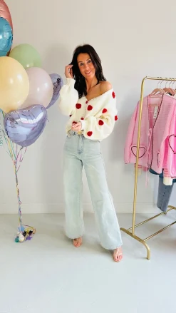 VALENTINE'S ROSES ECRU CARDIGAN