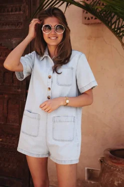 YOUSSRA BLUE DENIM PLAYSUIT